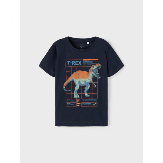 Tricou din bumbac cu imprimeu T-REX, pentru bebeluș, albastru Name it 335982 