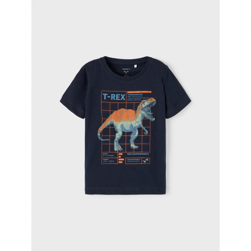 Tricou din bumbac cu imprimeu T-REX, pentru bebeluș, albastru  335982