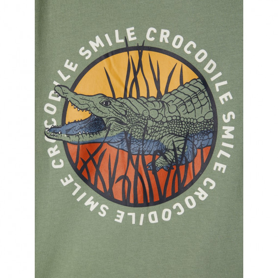 Tricou verde din bumbac cu imprimeu crocodil Name it 335987 3