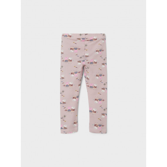 Pantaloni roz din bumbac organic cu imprimeu Peppa Pig Name it 336266 2