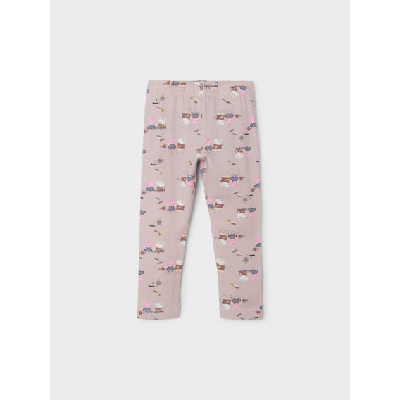 Pantaloni roz din bumbac organic cu imprimeu Peppa Pig Name it 336268 