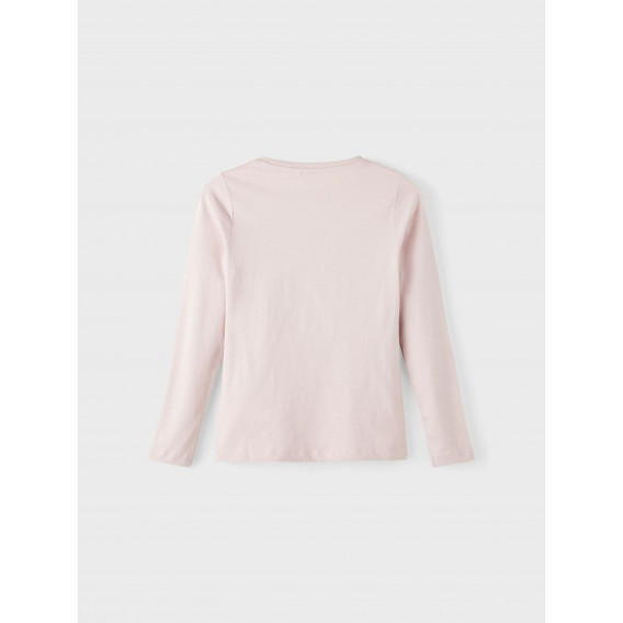 Bluză din bumbac roz deschis cu mâneci lungi, cu imprimeu pentru fată Name it 336304 2