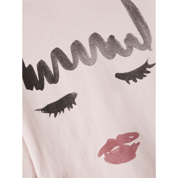 Bluză din bumbac roz deschis cu mâneci lungi, cu imprimeu pentru fată Name it 336305 3