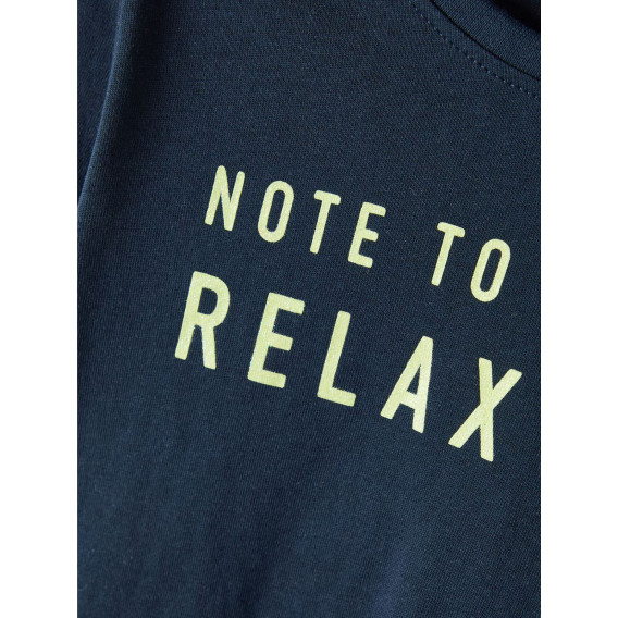 Bluză din bumbac bleumarin cu mâneci lungi, cu inscripția „Note to Relax” Name it 336314 3