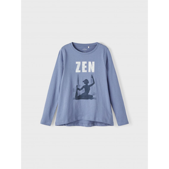 Numele-i bluză din bumbac cu mâneci lungi ZEN, în albastru Name it 336324 
