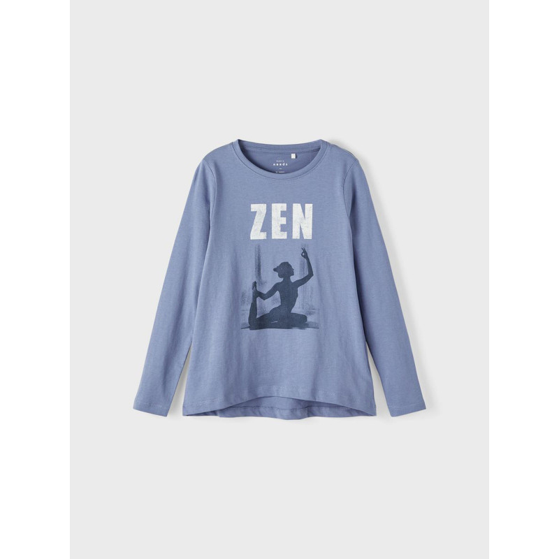 Numele-i bluză din bumbac cu mâneci lungi ZEN, în albastru  336324