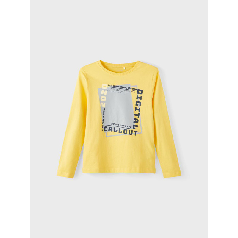 Bluză galbenă din bumbac, cu mâneci lungi, cu inscripția „Digital”.  336369