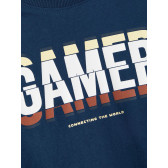 Bluză din bumbac bleumarin cu mâneci lungi, cu inscripția „Gamer” Name it 336374 3
