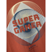Bluză din bumbac vișiniu, cu mâneci lungi, cu inscripție Super gamer Name it 336380 3