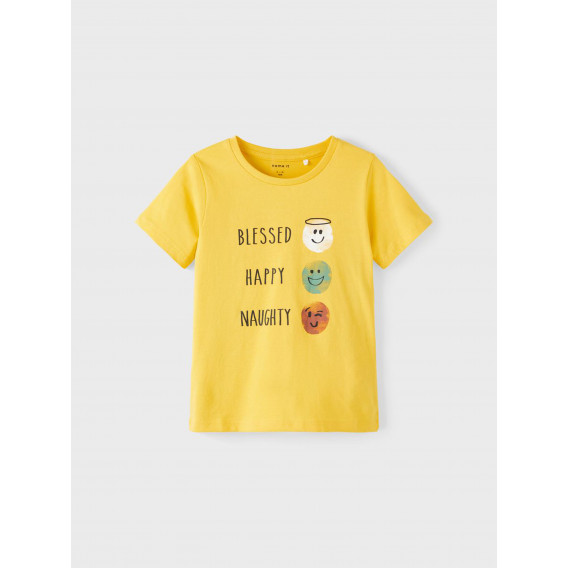 Tricou din bumbac Blessed pentru bebeluș, galben Name it 336430 