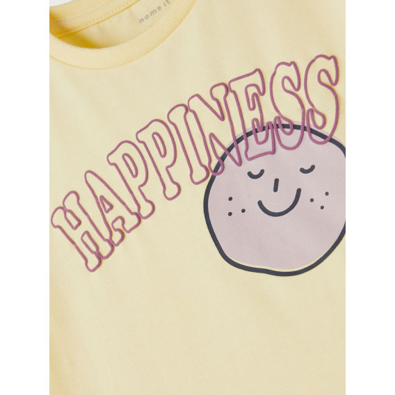 Tricou din bumbac Happiness pentru bebeluș, galben Name it 336440 3