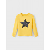 Bluză cu mânecă lungă din bumbac organic Star, galbenă Name it 336477 4