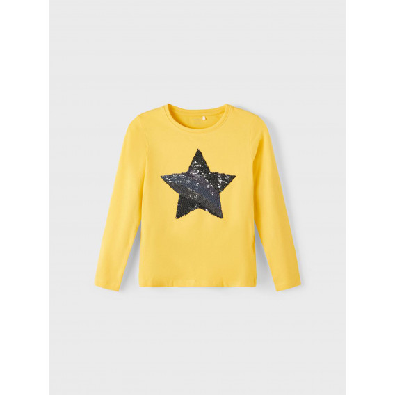 Bluză cu mânecă lungă din bumbac organic Star, galbenă Name it 336477 4