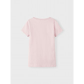 Tricou din bumbac cu imprimeu, pentru fetiță, roz deschis Name it 336619 2