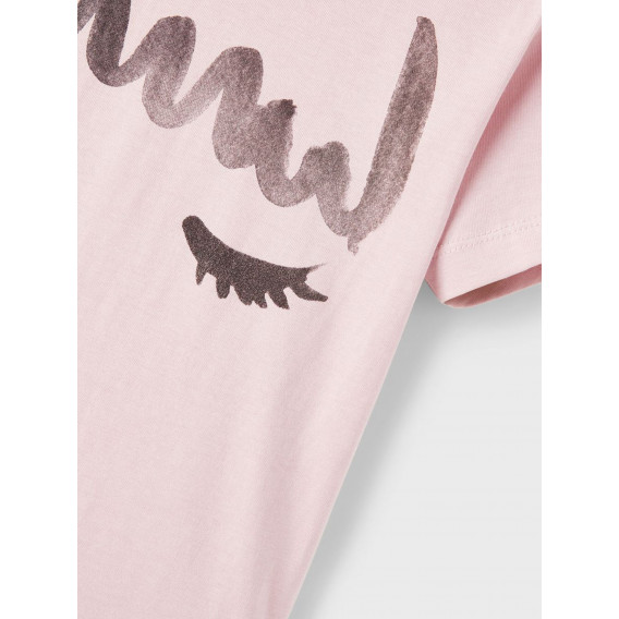 Tricou din bumbac cu imprimeu, pentru fetiță, roz deschis Name it 336620 3
