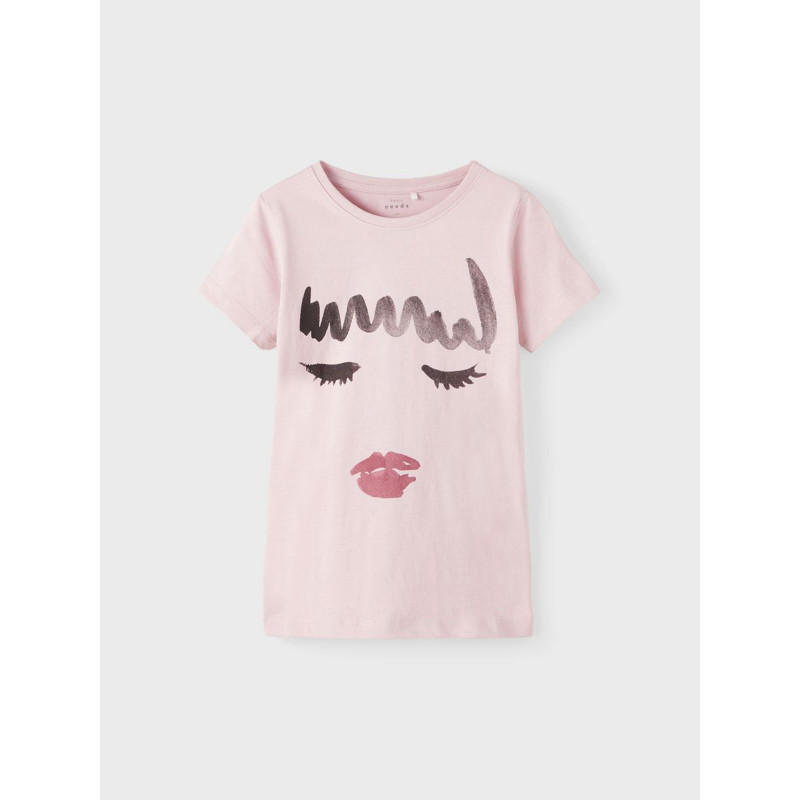Tricou din bumbac cu imprimeu, pentru fetiță, roz deschis  336621