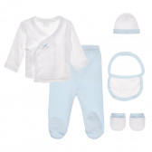 Set haine pentru bebeluși Interbaby, cu imprimeu, albastru pentru băieți, set de cinci piese Inter Baby 336872 