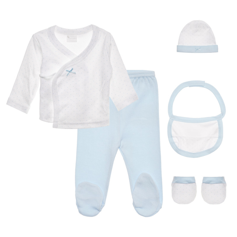 Set haine pentru bebeluși Interbaby, cu imprimeu, albastru pentru băieți, set de cinci piese  336872