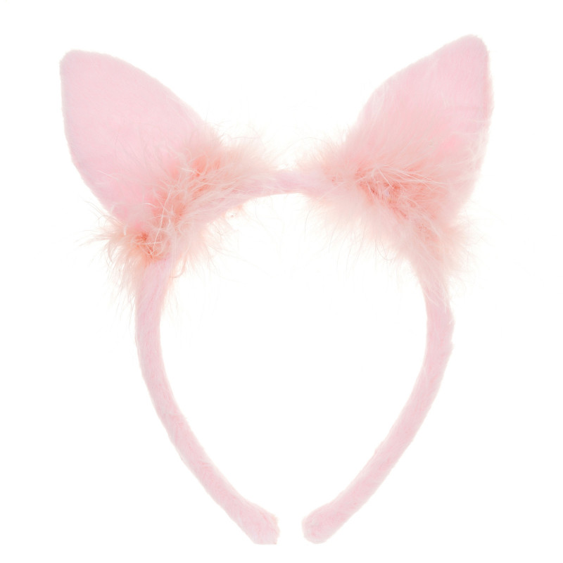 Tiara roz cu urechi de pisică și puf  338310