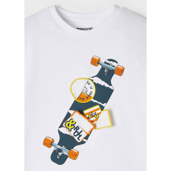 Tricou Mayoral alb cu imprimeu skateboard Mayoral 338607 2