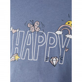 Numele-i bluză de bumbac albastru deschis cu imprimeu HAPPY Name it 338821 3