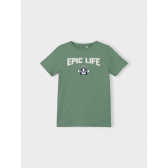 Numiți-i tricou verde din bumbac cu inscripția „Epic life”. Name it 338937 