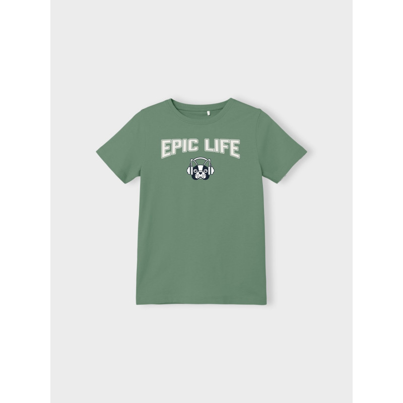 Numiți-i tricou verde din bumbac cu inscripția „Epic life”.  338937