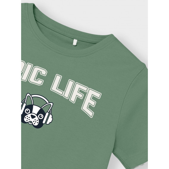 Numiți-i tricou verde din bumbac cu inscripția „Epic life”. Name it 338938 2