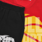 Tricou din bumbac și pantaloni scurți, roșu și negru Acar 339710 3