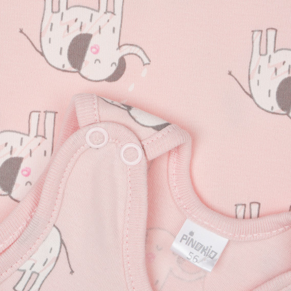 Salopetă din bumbac cu imprimeu pentru bebeluși, roz Pinokio 340511 2