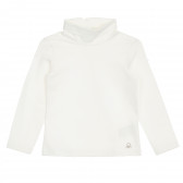 Bluză din bumbac - polo cu sigla mărcii pentru bebeluș, albă Benetton 340543 