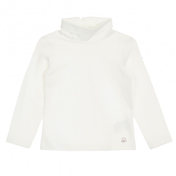 Bluză din bumbac - polo cu sigla mărcii pentru bebeluș, albă Benetton 340543 