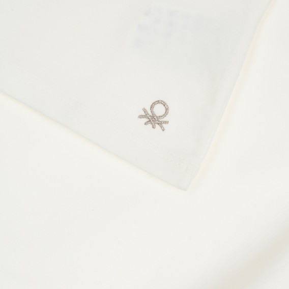 Bluză din bumbac - polo cu sigla mărcii pentru bebeluș, albă Benetton 340545 3