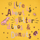 Bluză din bumbac cu mâneci lungi Dinos & donuts pentru bebeluș, galbenă Name it 340681 2