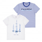 Mayoral set de doua tricouri cu motive nautice, albastru si alb Mayoral 340843 