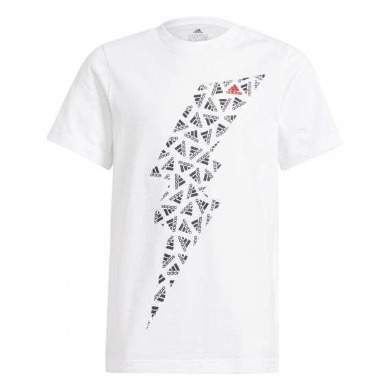 Bluză cu mâneci scurte cu logo-ul mărcii, albă Adidas 342283 