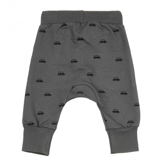 Pantaloni din bumbac cu imprimeu grafic pentru bebeluși, pe gri Pinokio 344491 4