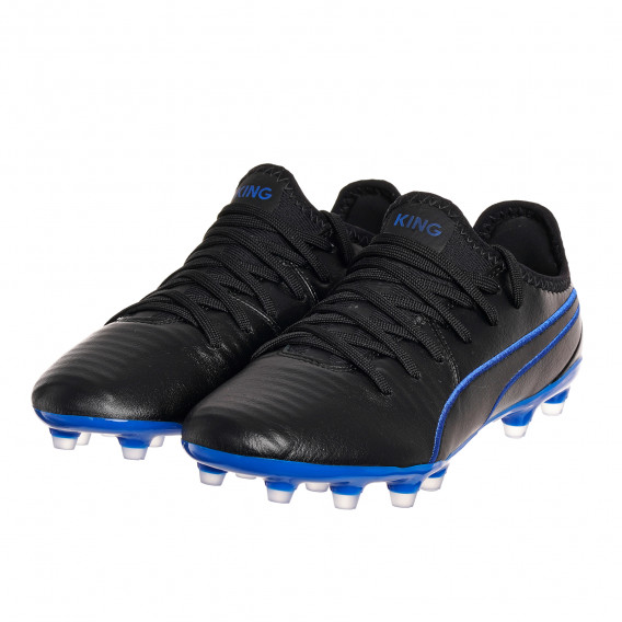 Pantofi sport din piele neagră cu accente albastre Puma 344728 2
