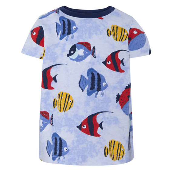 Tricou din bumbac cu guler și imprimeu colorat de pește pentru băieți Tuc Tuc 34500 
