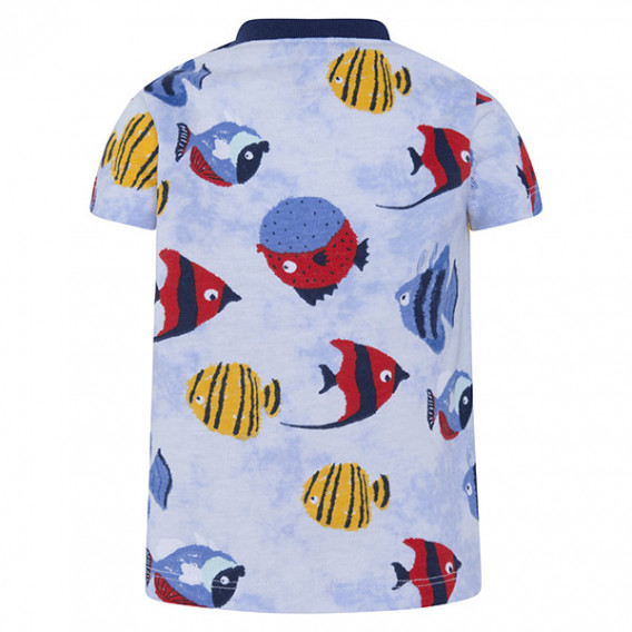 Tricou din bumbac cu guler și imprimeu colorat de pește pentru băieți Tuc Tuc 34501 2