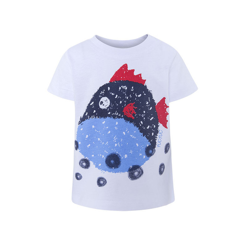 Tricou din bumbac cu imaginea colorată a unui pește mic pentru băieți  34503