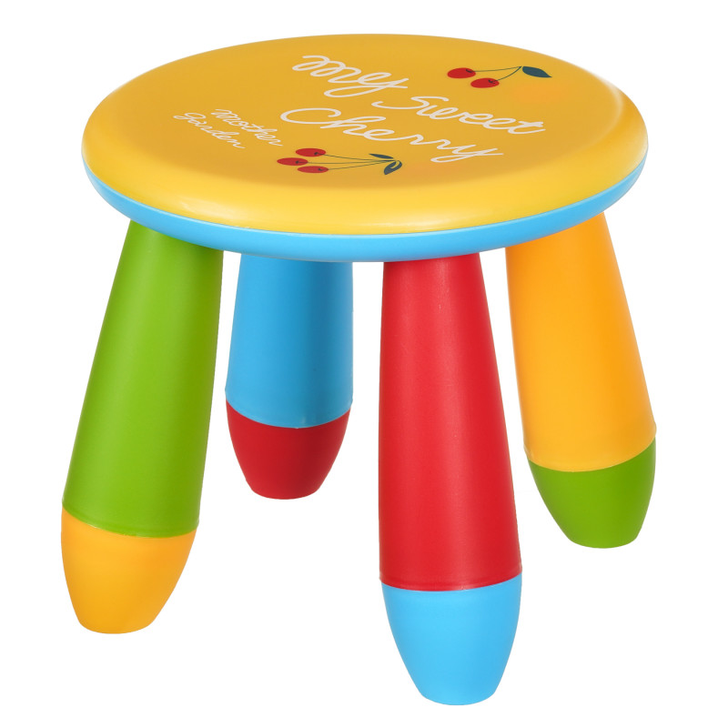 Scaun pentru copii rotund din plastic galben, 26x26x28 cm  345311