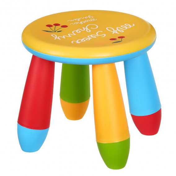 Scaun pentru copii rotund din plastic galben, 26x26x28 cm Horecano Kids 345312 2