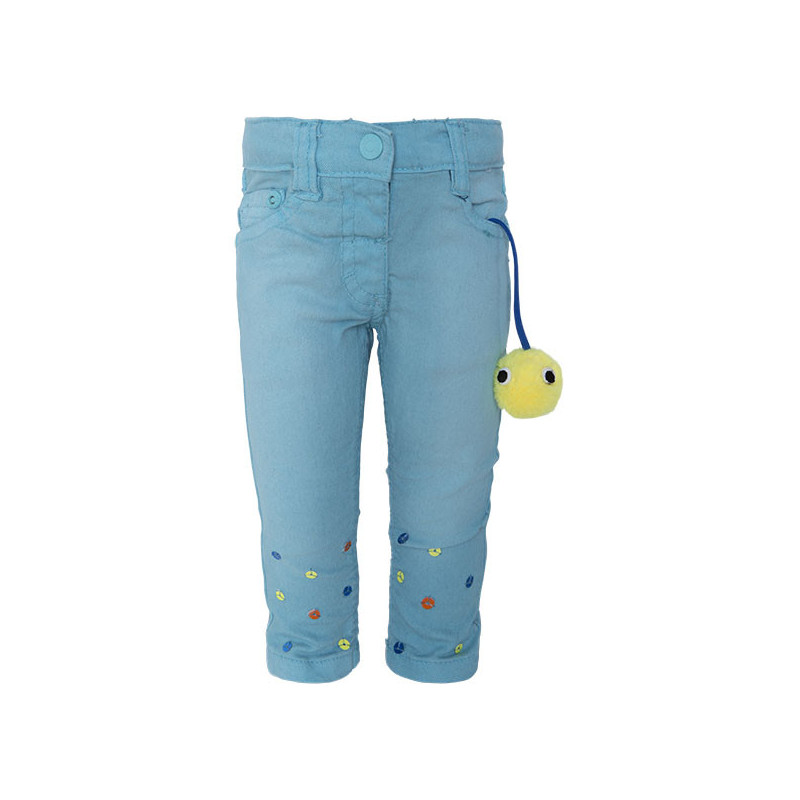 Pantaloni din denim cu broderie colorată pentru fete  34605