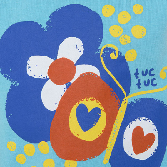 Bluză de bumbac cu un model mare de flori și fluture, cu mânecă scurtă pentru fete Tuc Tuc 34619 3