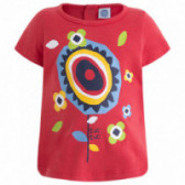Tricou din bumbac cu mânecă scurtă roșie cu imprimeu multicolor pentru fete Tuc Tuc 34677 