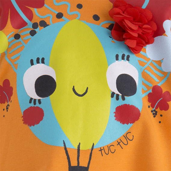 Bluză cu mânecă lungă, cu imprimeu vesel, cu elemente de flori cusute pentru fete Tuc Tuc 34731 3