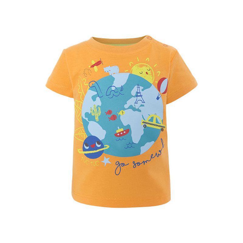 Tricou din bumbac cu imprimeu de glob pentru băieți  34738