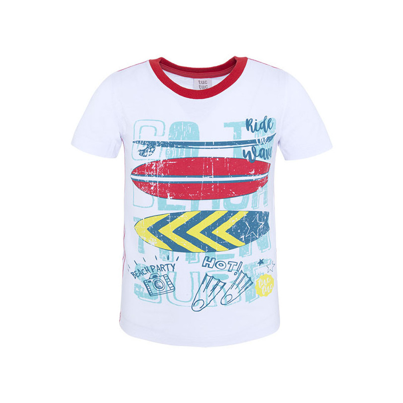 Tricou din bumbac cu un caiac și placă de surf pentru băieți  34759