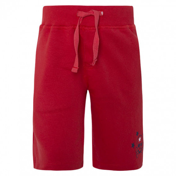 Pantaloni scurți din bumbac de culoare roșie cu un imprimeu color pentru băieți Tuc Tuc 34815 
